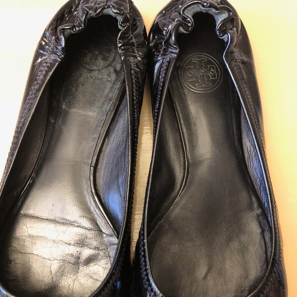 Tory Burch Black Leather Flats 6m - Picture 4 of 6